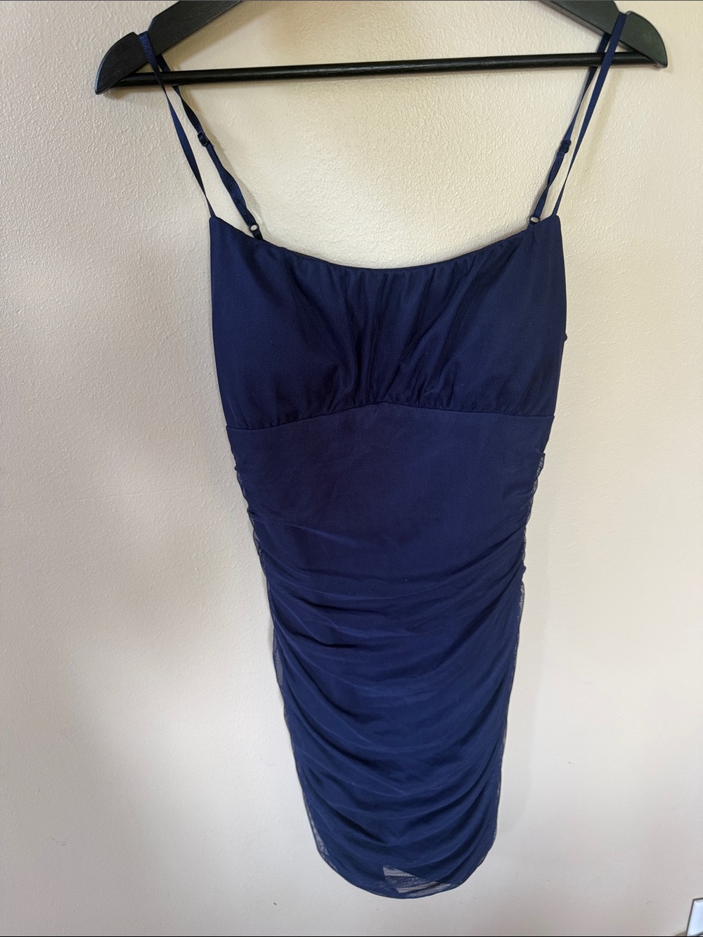 Emerald Sundae Navy Dress with Subtle Lace Trim